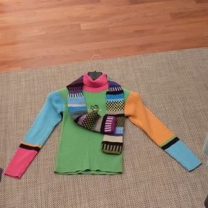 Catimini turtleneck sweater 10 + mixmatched scarf